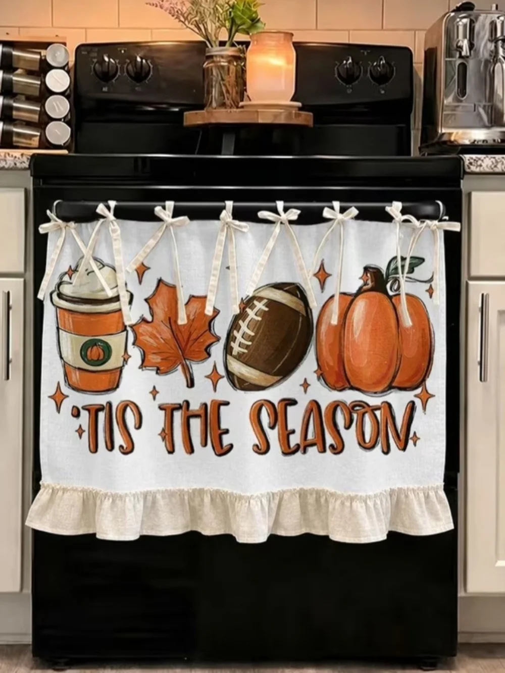 Tis The Season Fall Kitchen Towel - Orange Accent